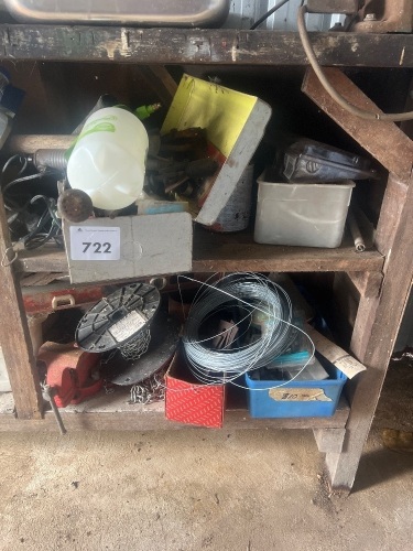 2 shelves of assorted hardware and tools