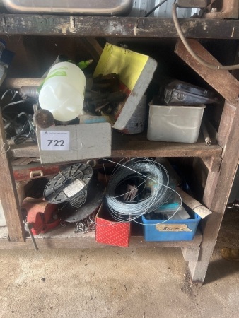 2 shelves of assorted hardware and tools