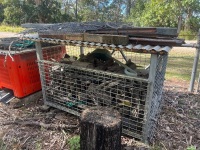 Galvanised cage with 3PL tractor mount containing firewood