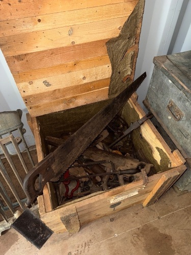 Wooden crate of tools