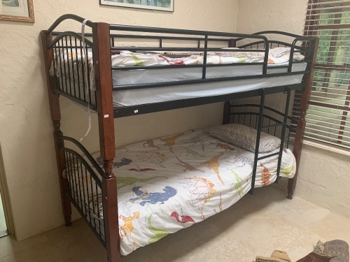 Set of Timber & Iron Bunk Beds inc. Mattresses