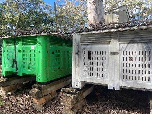 2x plastic containers with firewood