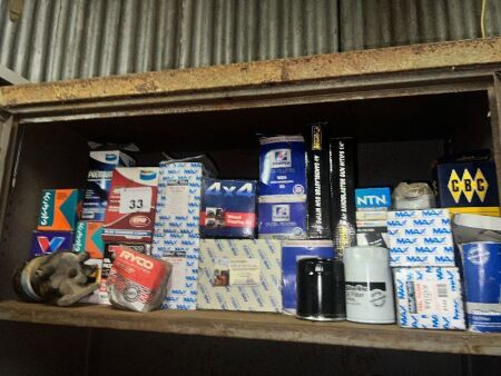 Shelf lot of assorted filters etc