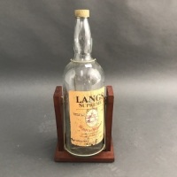Vintage 1 Gallon Langs Whiskey Bottle in Swinging Frame