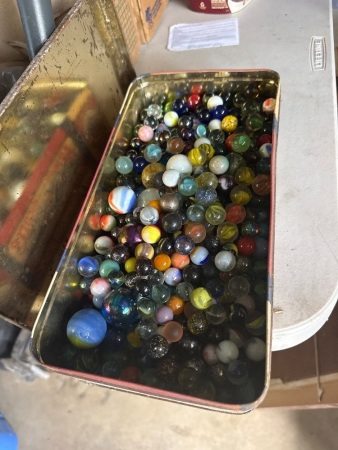 Tin of Vintage Marbles