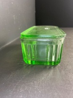 Art Deco Green Glass Butter Dish - 3