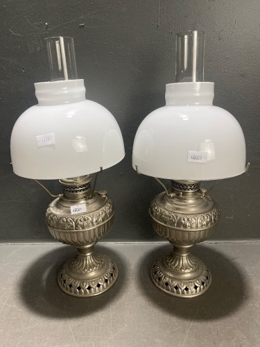 2 x "The Tiny Juno" Nickel-Plated Kerosene Table Lamp
