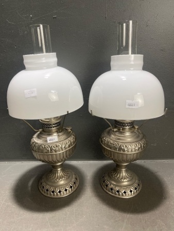 2 x "The Tiny Juno" Nickel-Plated Kerosene Table Lamp