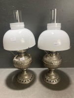 2 x "The Tiny Juno" Nickel-Plated Kerosene Table Lamp