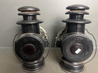 Pair of Antique DIETZ Union Driving Lamps - 4