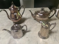 4 Antique Silver Plated Coffee, Tea & Water Pots - 2