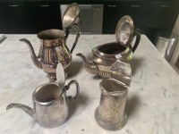 4 Antique Silver Plated Coffee, Tea & Water Pots - 3