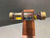 Kaleidoscope on Wooden Stand with Glass Cylinder - 5