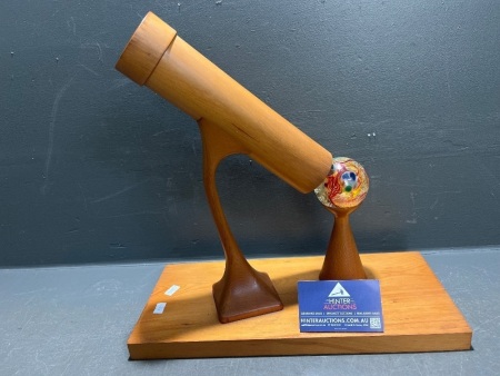 Wooden Tombola Scope on Large Wooden Stand with Hand-Blown Glass Marble - TAS Hardwood