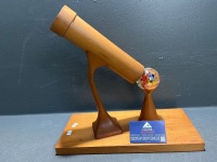 Wooden Tombola Scope on Large Wooden Stand with Hand-Blown Glass Marble