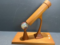 Wooden Tombola Scope on Large Wooden Stand with Hand-Blown Glass Marble - 4