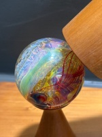 Wooden Tombola Scope on Large Wooden Stand with Hand-Blown Glass Marble - 5
