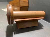 Wooden Kaleidoscope on Wooden Stand in Case Featuring Dried Leaves in Glass Circle - 2