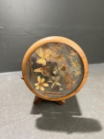 Wooden Kaleidoscope on Wooden Stand in Case Featuring Dried Leaves in Glass Circle - 3