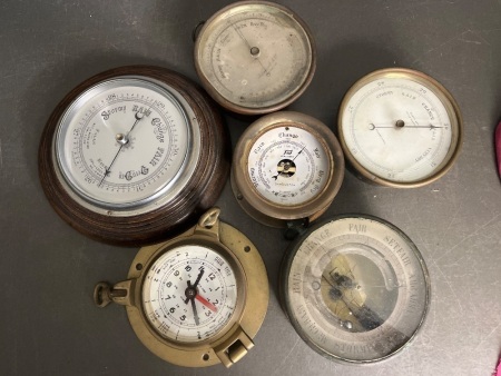 6 x Vintage Barometers