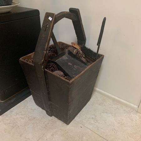 Large Vintage Square Timber Bucket