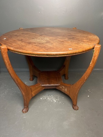 Vintage Wooden Round Flip Table - One Side Dining Table - Flip Side Card Table
