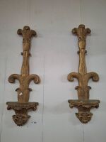 Pair of French Style Wall Sconces - Gilded Wood