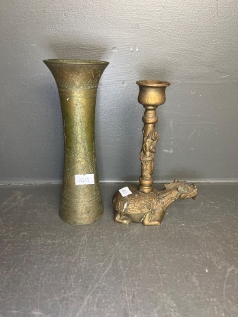 Brass/Copper Home Decor Vase and Candlestick Holder