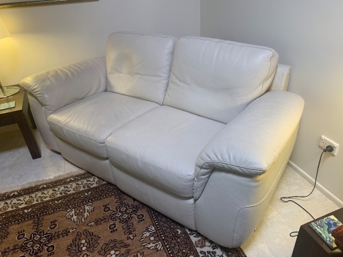 Natuzzi Cream Leather 3 Piece Lounge Suite inc. 3 Seater, 2 Seater & Chair - Good Condition