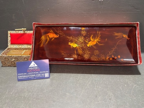 Vietnamese red lacquered box 1950s and Chinese Stone Seal in Cases