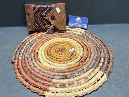 Handmade Woven Placemat with Vintage Elephant Dung Travel Journal