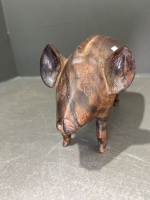Lot of Hand-Carved Wooden Items - Inc. Pig Sculpture, Serving Plate, Wig/Hat Stand and Gavel - 4