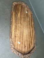 Lot of Hand-Carved Wooden Items - Inc. Pig Sculpture, Serving Plate, Wig/Hat Stand and Gavel - 6