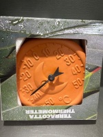Terracotta Garden Clock and Thermometer - 3