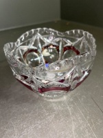 3 x Lead Crystal Bowls, One with Purple Design and Set of 16 Glasses - 2