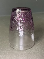 3 x Lead Crystal Bowls, One with Purple Design and Set of 16 Glasses - 8