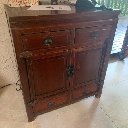 Vintage Asian 4 Drawer, 2 Door Cupboard