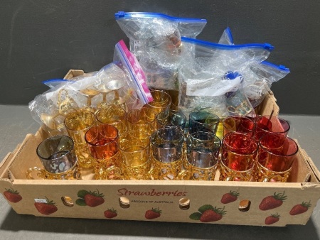Large Collection of Vintage Italian and French Glass and Holder