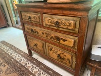 Vintage 5 Drawer Chinese Chest of Drawers Hand Painted with Birds - 2