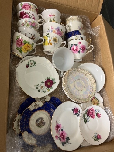 Large Box Lot of Cups and Saucers