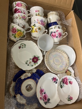 Large Box Lot of Cups and Saucers