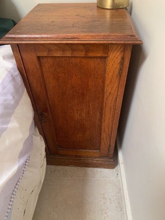 Pair of Antique Oak Single Drawer Bedside Pot Cupboards