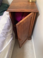 Pair of Antique Oak Single Drawer Bedside Pot Cupboards - 2