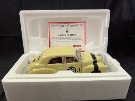 1964 Holden FJ Sedan - # 38J Dick Johnson First Race Lakeside - 3102/3300 - AUTOart 86460 - Certificate Signed Dick Johnson