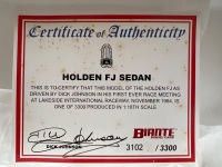 1964 Holden FJ Sedan - # 38J Dick Johnson First Race Lakeside - 3102/3300 - AUTOart 86460 - Certificate Signed Dick Johnson - 3