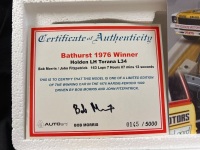 1976 Holden Torana LH L34 #7 BobMorris/JohnFitzpatrick - Winner Hardie-Ferodo 1000 - 0145/5000 - AUTOart - 87661 - Signed on Car Roof & Certificate by Bob Morris - 2