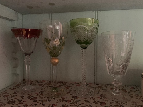 Asstd Lot of 4 Vintage Tall Stemmed/Cut Glasses