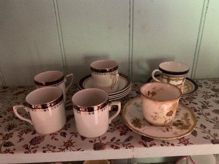 Vintage 8 Piece Demi Tasse Coffee Set + 2 Other Cups & Saucers
