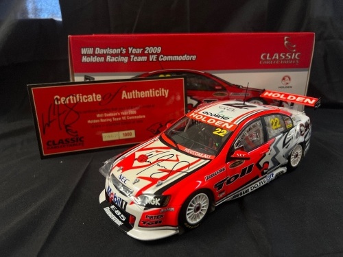 2009 Holden Commodore VE #2 Will Davison - Holden Racing Team - ATCC - 0407/1000 - Classic Car - 18381 - Car On Bonnet & Certificate Signed Will Davison