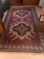 Turkish Woolen Rug in Red & Blue